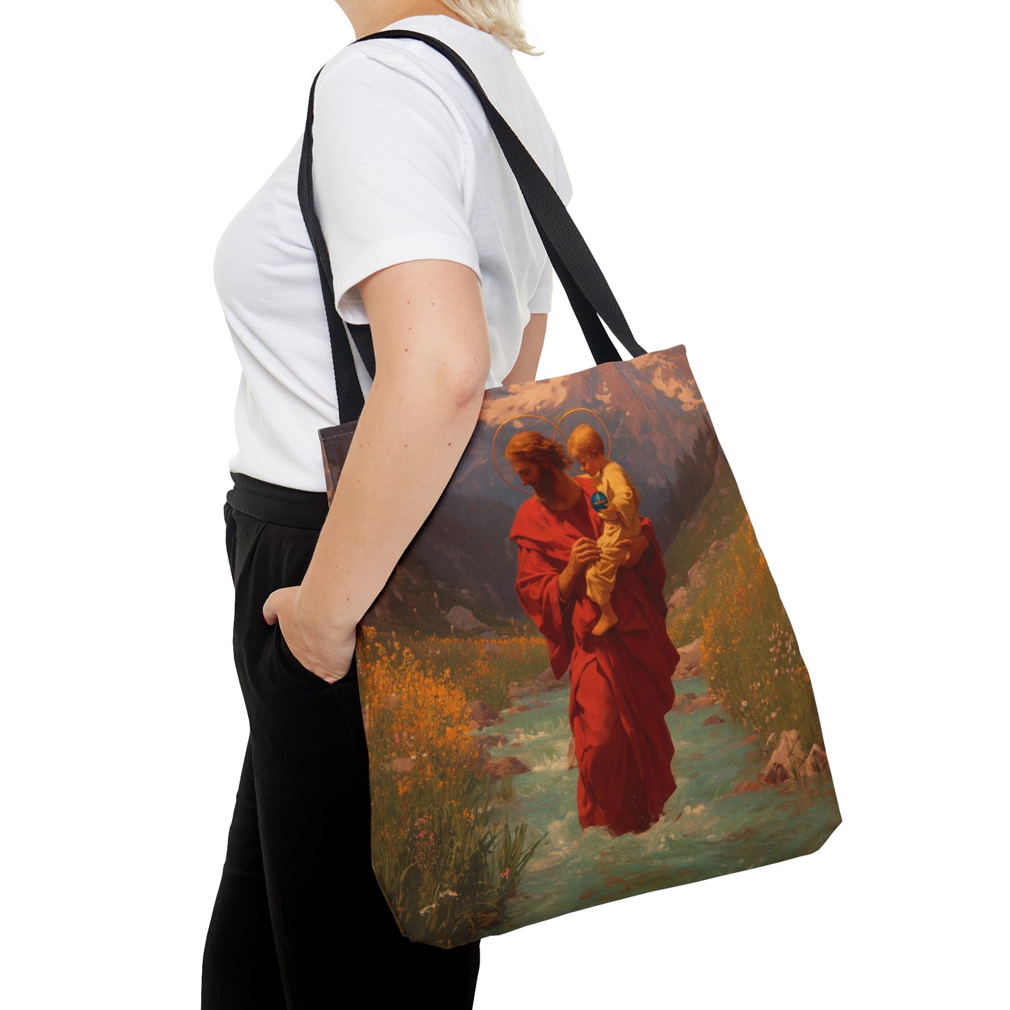 Saint Christopher - Tote Bag - Large Medium Small Faith Art Bag - Bible Study Faith Purse - Double Sided