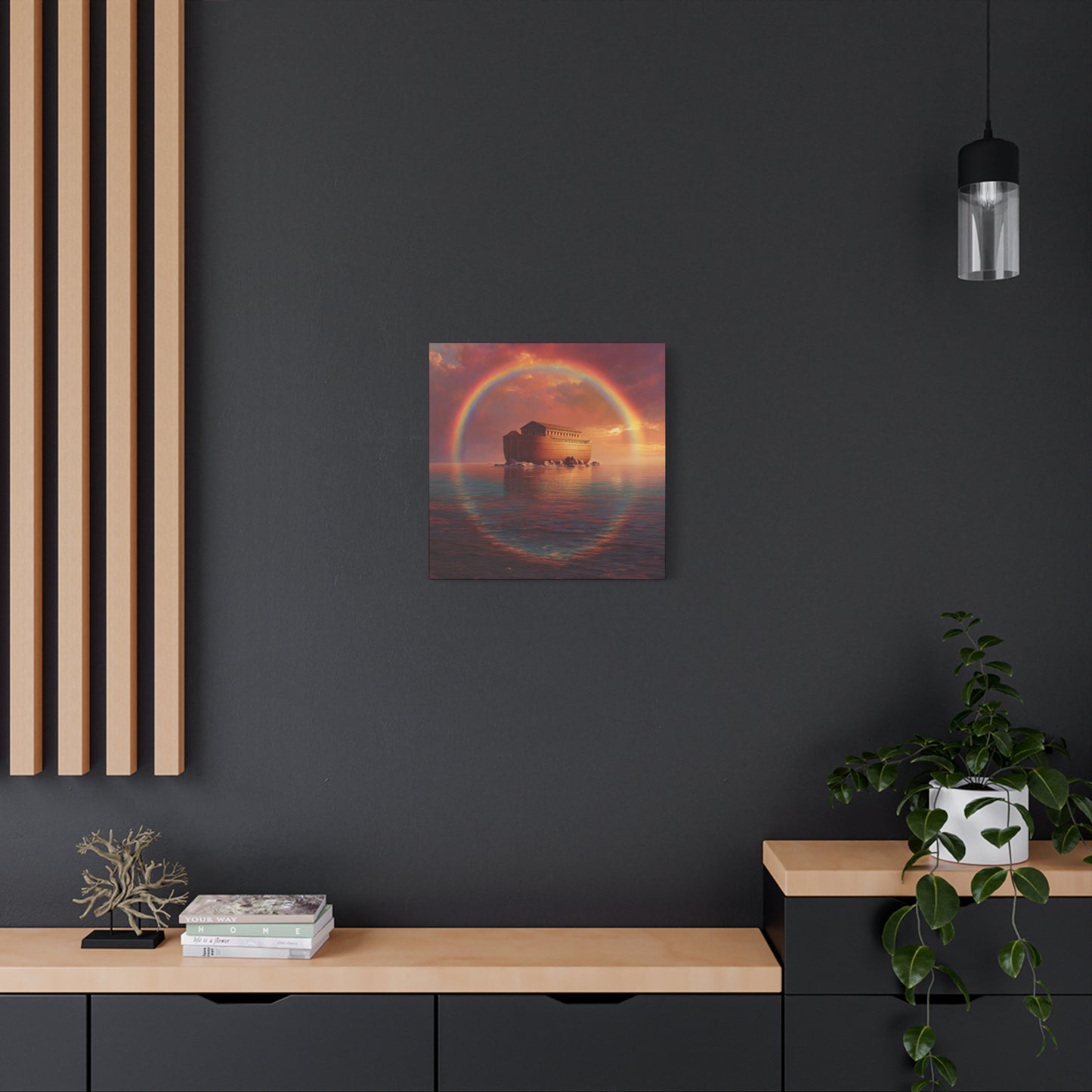 Sheltered Beneath the Covenant Sky - Noah's Ark - Gallery Wrapped Canvas - Print - Religious Art for your Home - Catholic