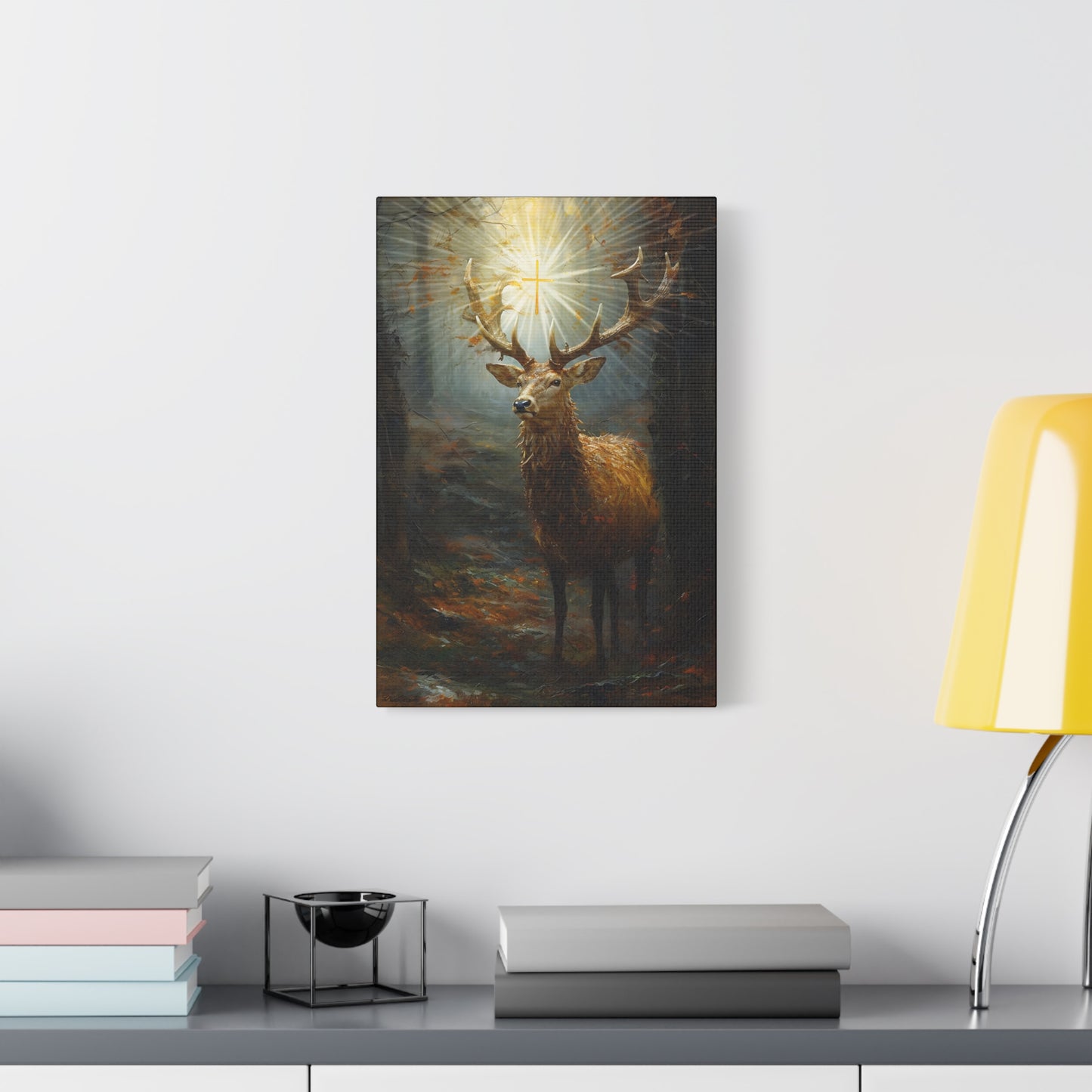 The Stag of Saint Hubert / Saint Hubertus Stag - Museum Wrapped Canvas - Sanctified Souls Print - Religious Art for your Home