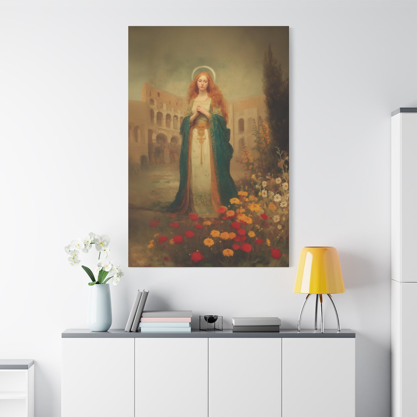 Saint Justina - Multiple Sizes - Catholic Home art - Museum Wrapped Canvas - Sanctified Souls Print - Catholic Martyr Art