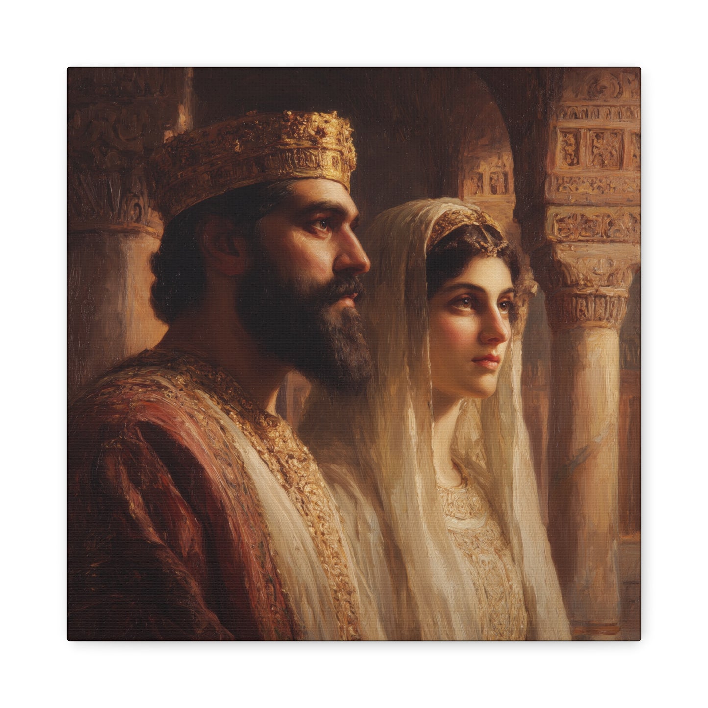 King Xerxes and Queen Esther  - Gallery Wrapped Canvas - Print - Religious Art for your Home - Catholic Art Print