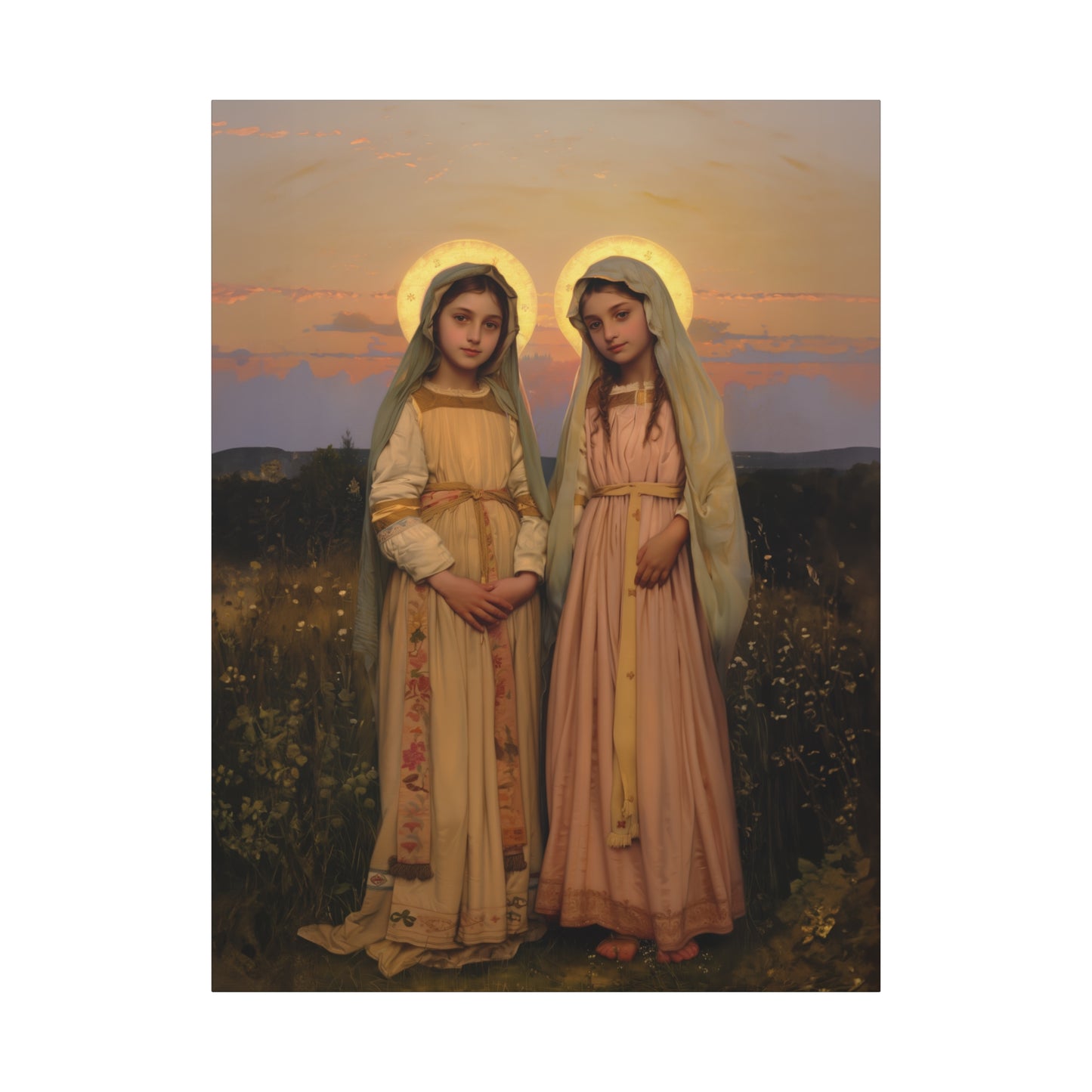 Saints Nunilo and Alodia - Museum Wrapped Canvas - Print - Religious Art for your Home - Christian print - Prayer Room Catholic Saint