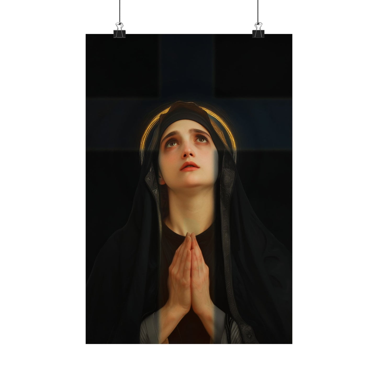 Our Lady of the Cross - Mother Mary  - Our Lady of the Crucifix - Marian Art  - Sanctified Souls Print - Multiple Sizes - Premium Posters