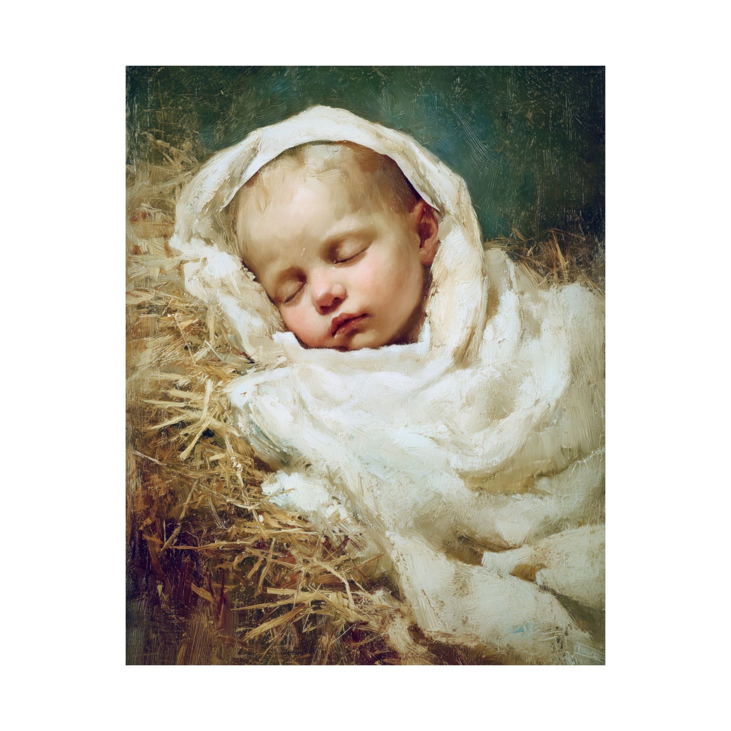 The Christ Child Resting in the Silence of the Manger - Sanctified Souls Print - Multiple Sizes - Premium Matte Vertical Posters