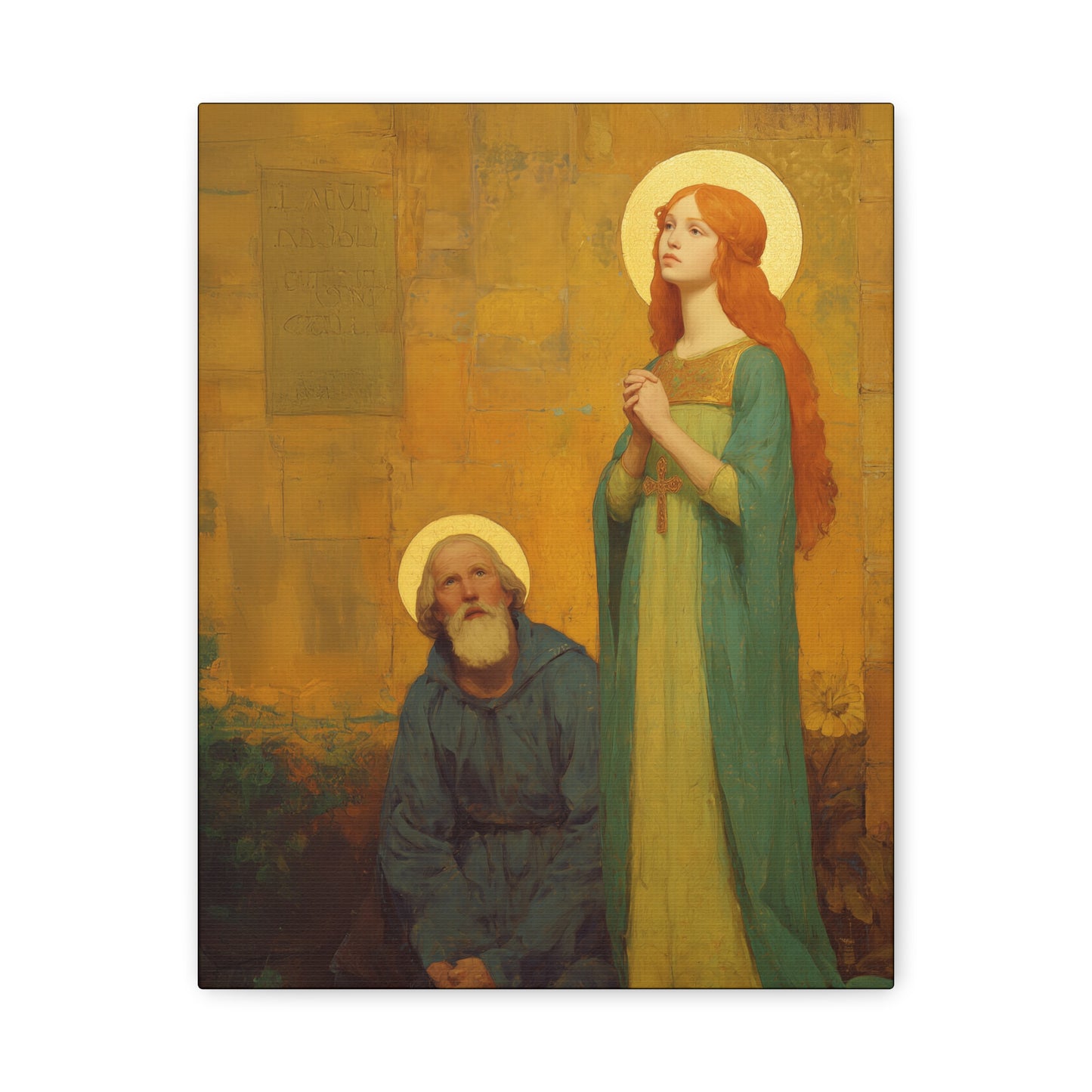 Saints Justina and Cyprian - Multiple Sizes - Catholic Home art - Museum Wrapped Canvas - Sanctified Souls Print - Catholic Martyr Art