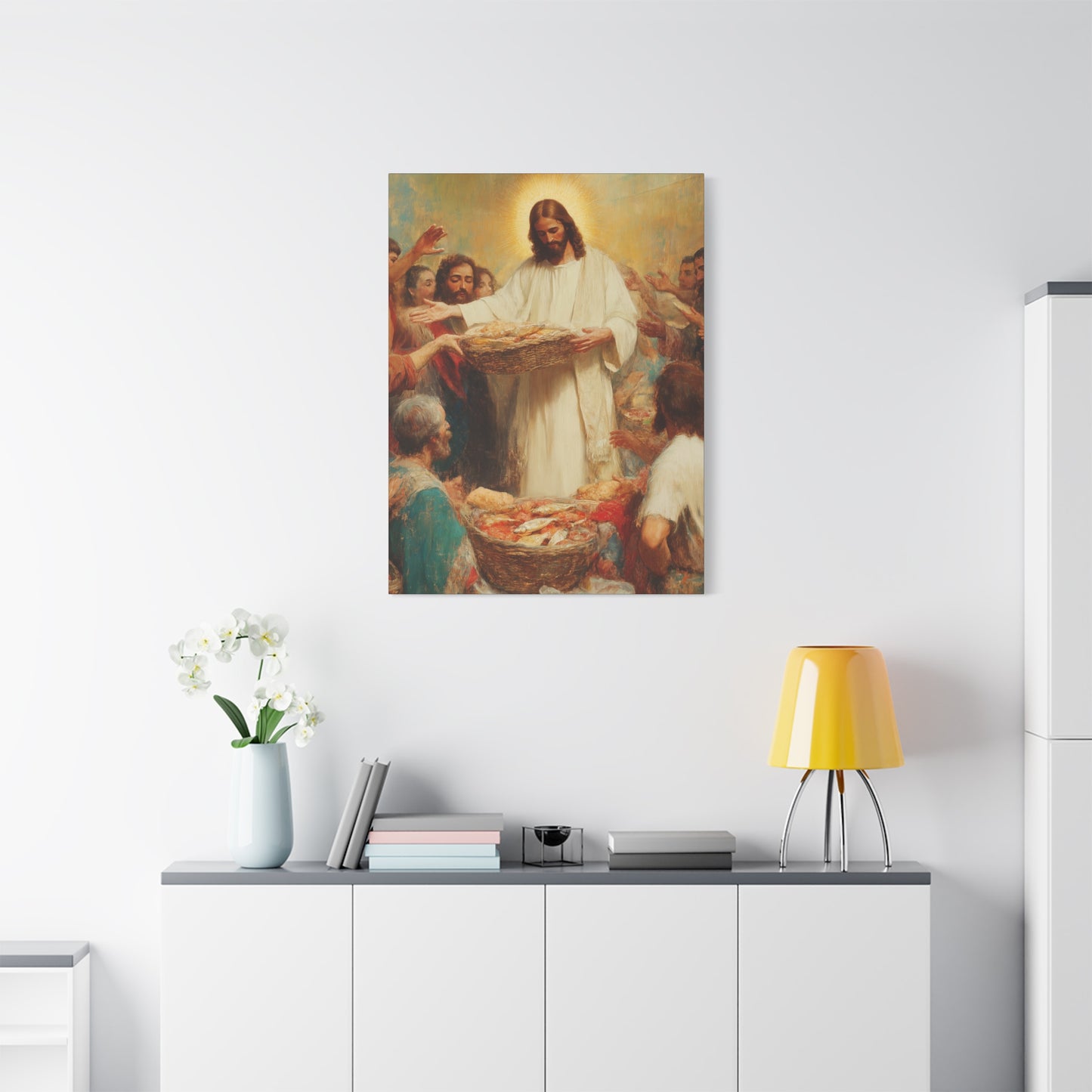 The Quiet Multiplication of Love : Loaves and Fishes - Gallery Wrapped Canvas - Print - Religious Art for your Home - Catholic Art