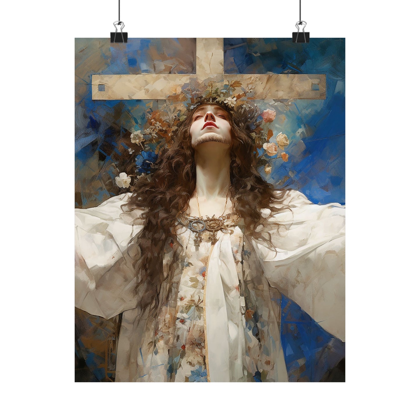 Saint Wilgefortis - Sanctified Souls Print - Multiple Sizes - Premium Matte Vertical Posters - The Bearded Virgin Martyr