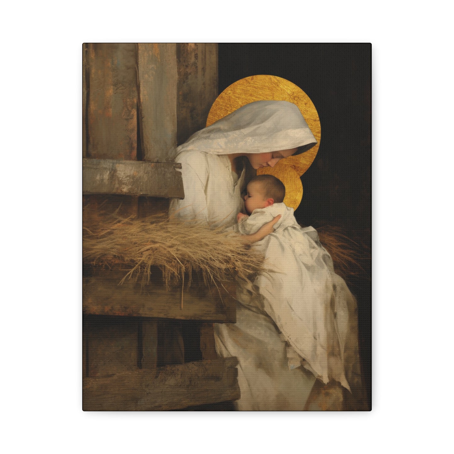 Our Lady of the Manger - Mother Mary and the Christ Child - Gallery Wrapped Canvas - Print - Religious Art for your Home - Catholic