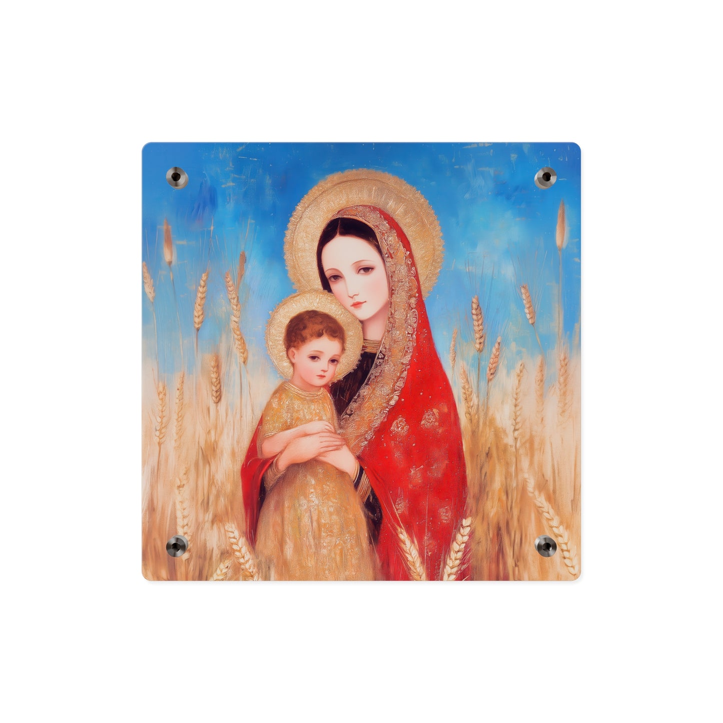 Our  Lady of the Harvest - Wall Art Panel - Ready to Hang Acrylic Print - Catholic Saint Art - Patron Saint Print