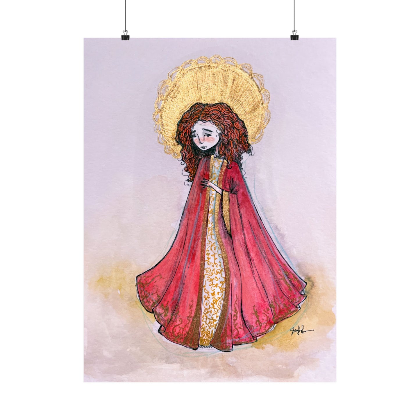 Saint Bibiana Hand-Drawn Catholic Art Print | Christian Devotional Wall Art | Sanctified Solocosmo Religious Poster