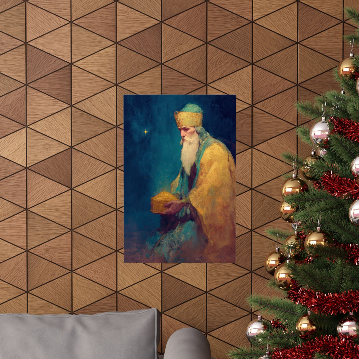 Caspar and the Offering of Worship - 3 Wise Men - Sanctified Souls Print - Multiple Sizes - Premium Matte Vertical Posters