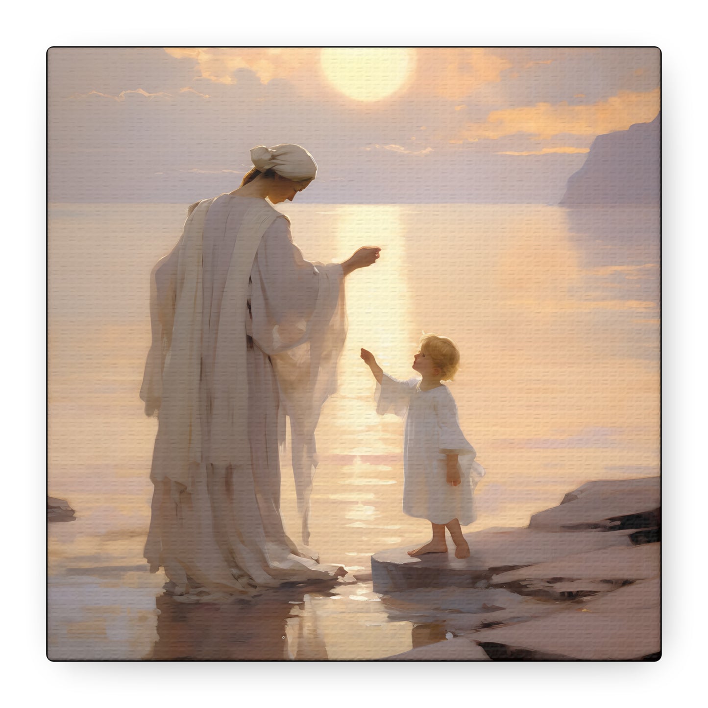Divine Maternal Grace Museum Wrapped Canvas - Sanctified Souls Print - Mother & Child Nursery Art - New Mother - Religious Art for Mothers