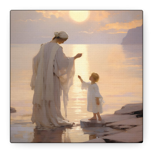 Divine Maternal Grace Museum Wrapped Canvas - Sanctified Souls Print - Mother & Child Nursery Art - New Mother - Religious Art for Mothers