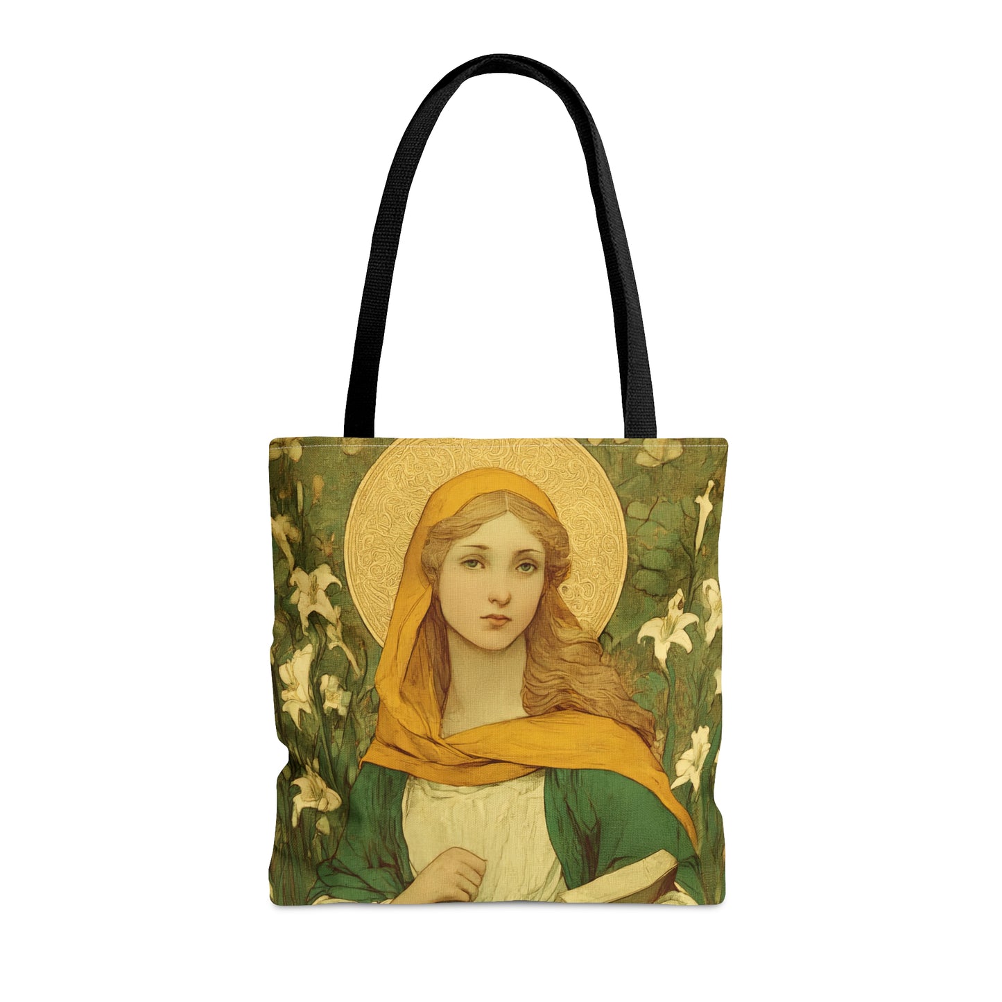 Saint Dymphna Tote Bag - Large Medium Small Faith Art Bag - Catholic Faith Purse - Double Sided
