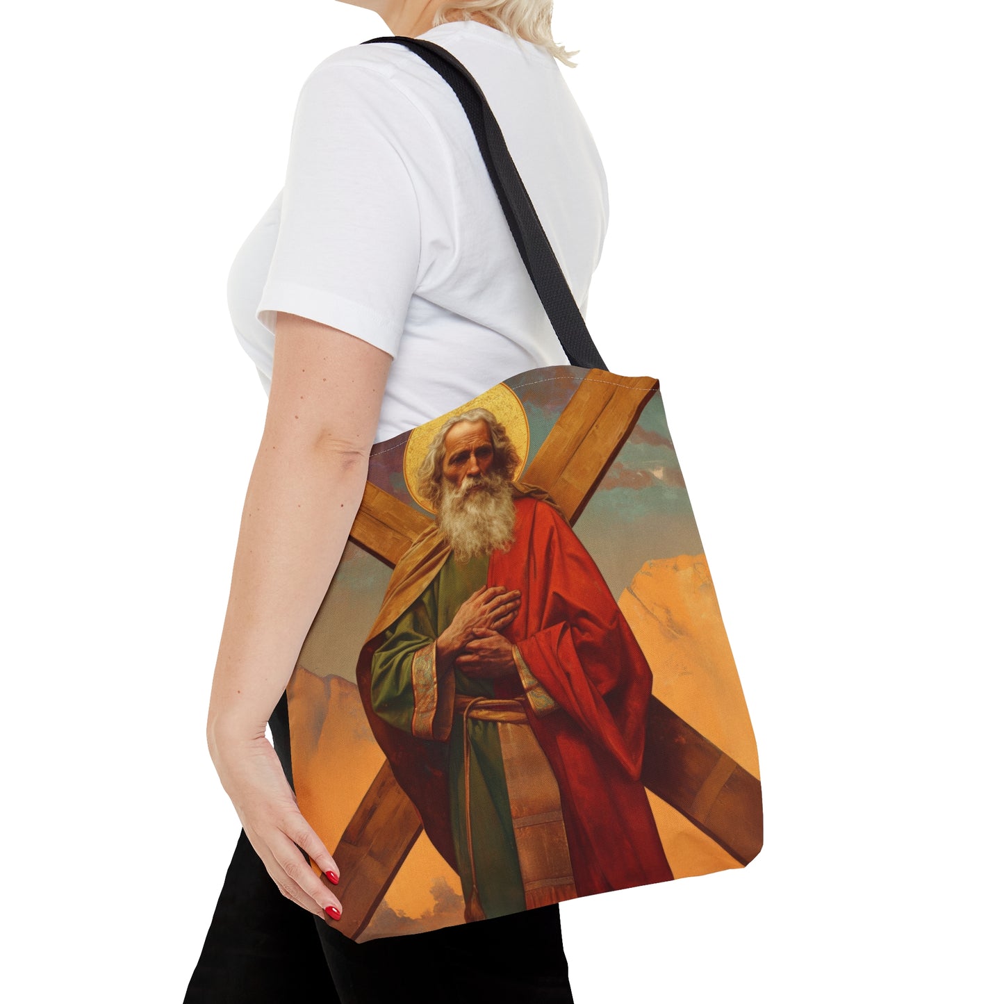 Saint Andrew the Apostle - Tote Bag - Large Medium Small Faith Art Bag - Re usable Tote Purse - Double Sided - Catholic Art Bag