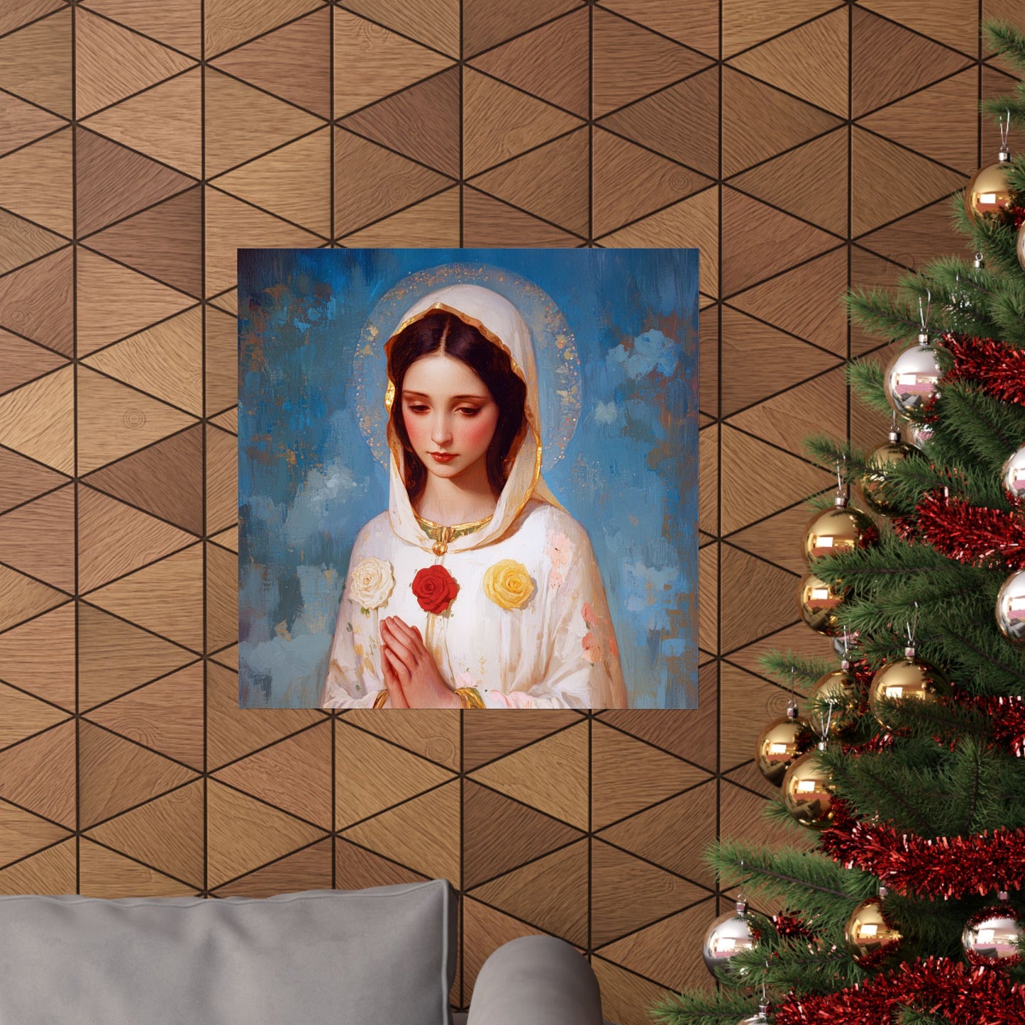 Rosa Mystica - Mystical Rose - Mother Mary - Marian Art - Sanctified Souls Print - Multiple Sizes - Premium Vertical Posters