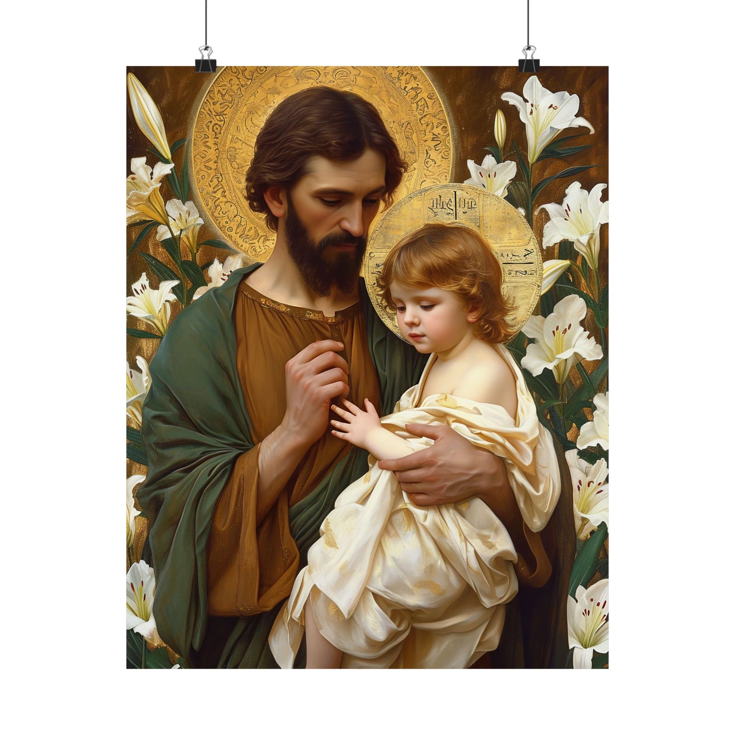 Saint Joseph and the Christ Child  - Sanctified Souls Print - Multiple Sizes - Premium Matte Vertical Posters