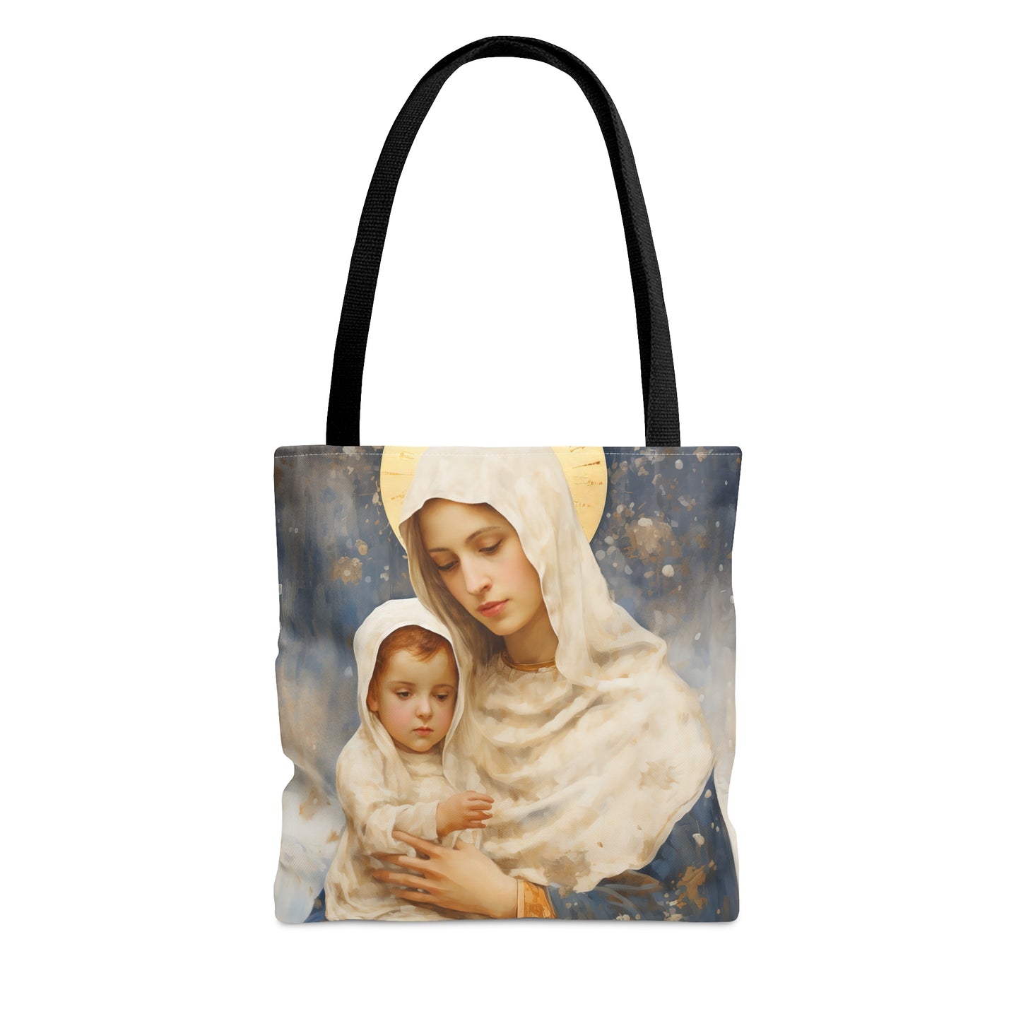 Winter's Grace : Our Lady of the Snows Tote Bag - Catholic faith inspired carry-all purse - day to day bag - Double Sided