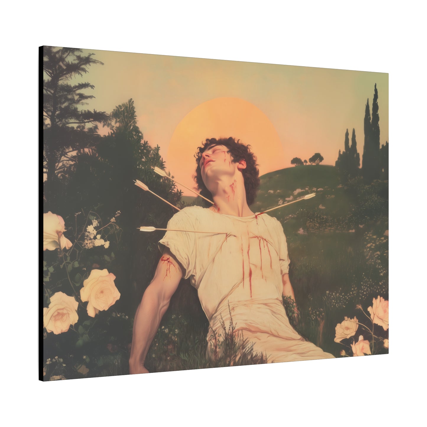 Saint Sebastian -  Museum Wrapped Canvas - Sanctified Souls Print - Religious Art for your Home - Catholic Patron Saint Art