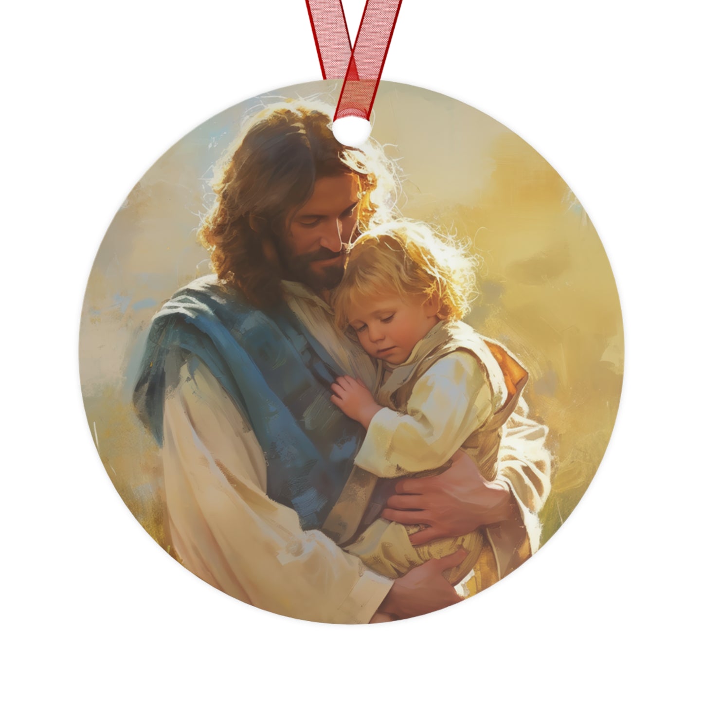 Jesus, Guardian of Innocence Metal Ornament - Religious Holiday Christmas Ornament and Keepsake - Catholic Keepsake