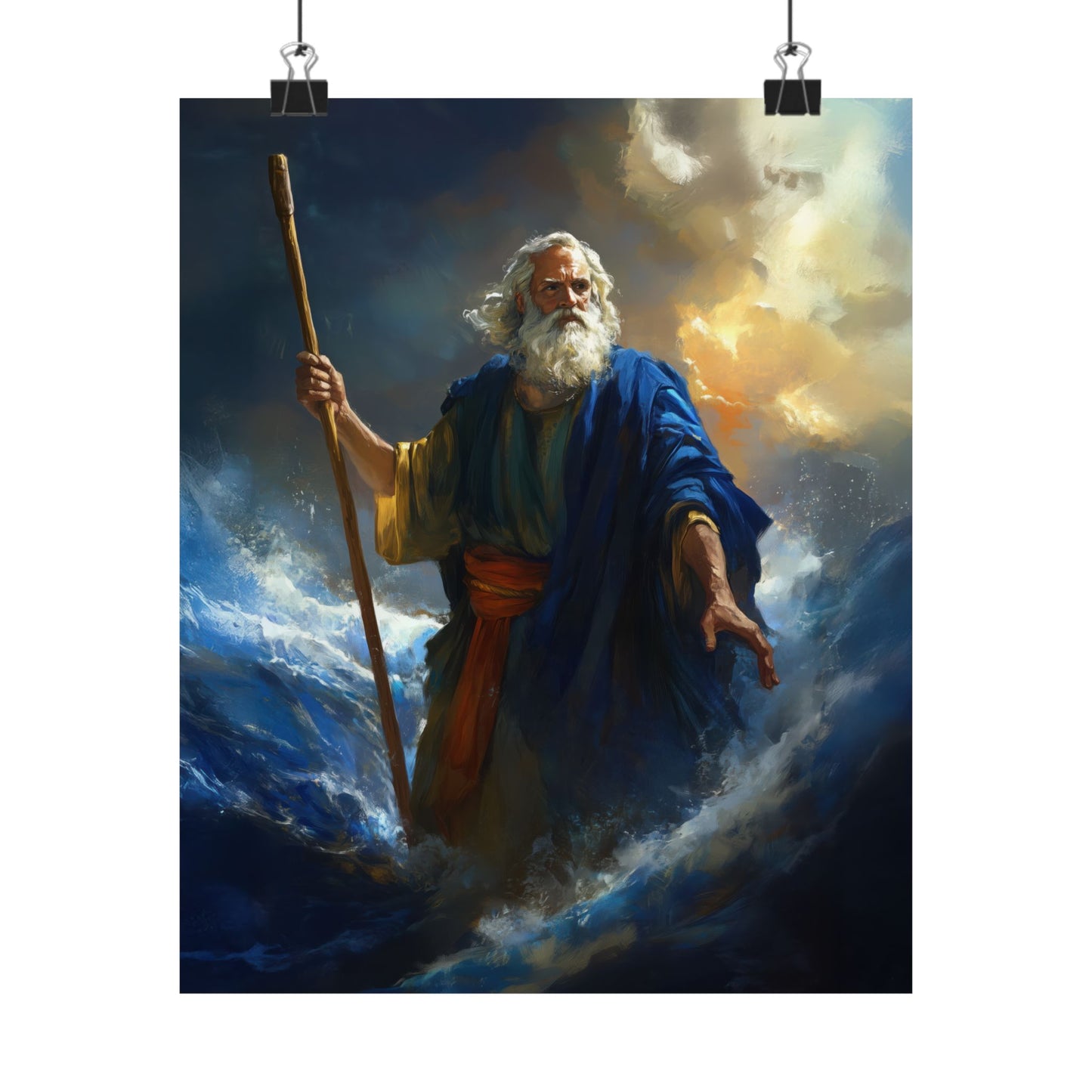 Moses Before the Trembling Sea - Sanctified Souls Print - Multiple Sizes - Premium Matte Vertical Posters