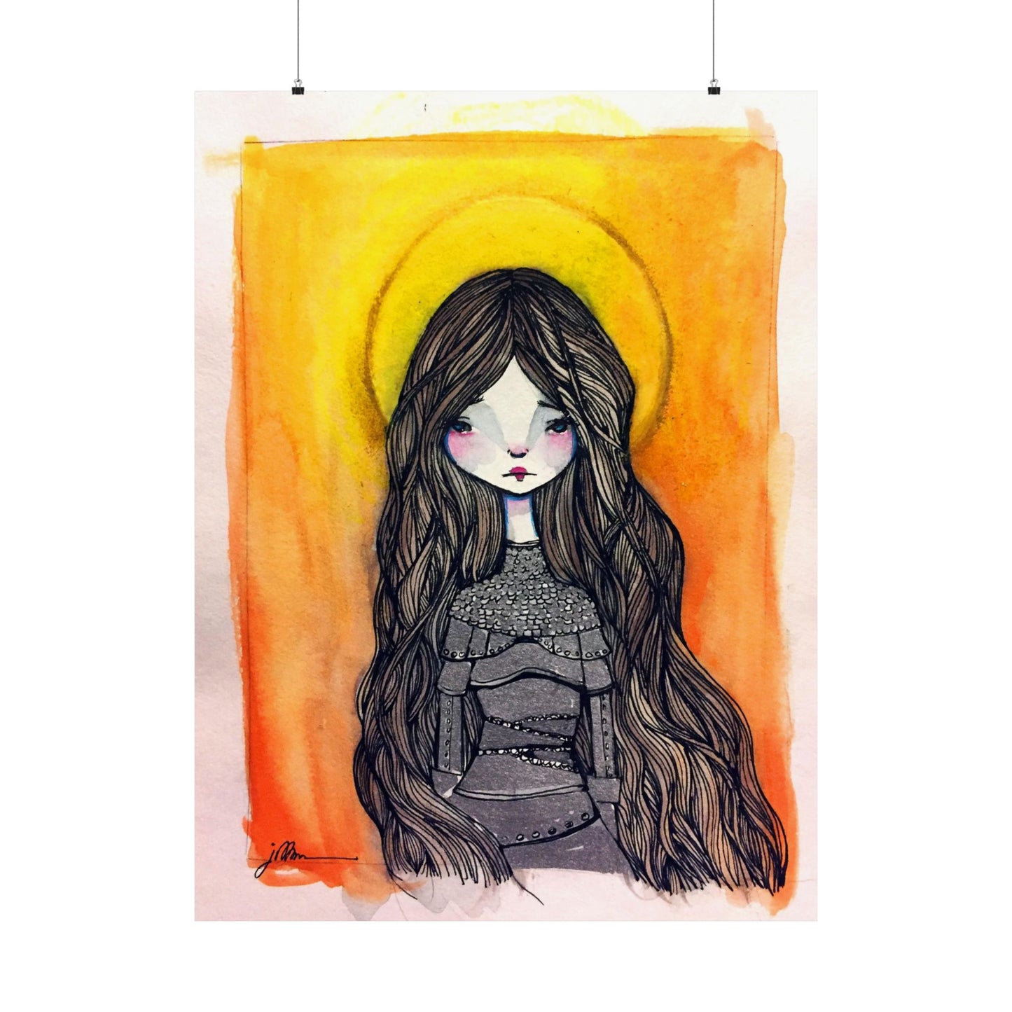 Saint Joan of Arc Poster Print - Hand-Drawn Catholic Art Print | Christian Devotional Wall Art | Sanctified Solocosmo Religious Poster
