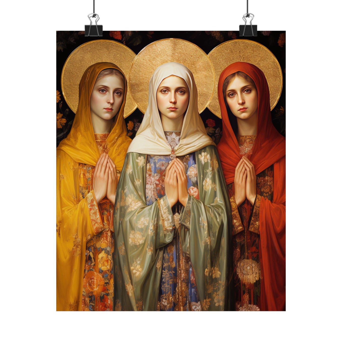 Saints Metrodora, Nymphodora and Menodora - Sanctified Souls Print - Multiple Sizes - Premium Matte Vertical Posters