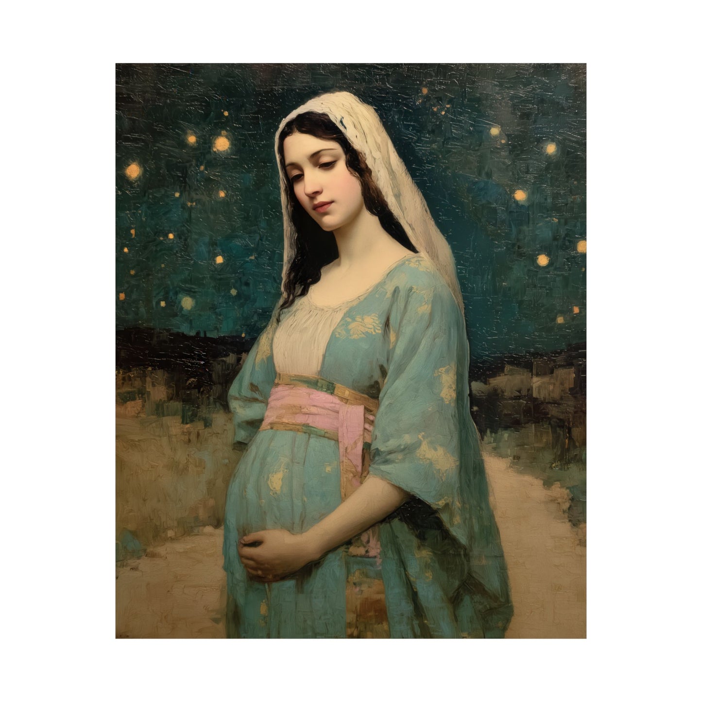 Our Lady of 'O' - Our Lady of Expectation - Mother Mary - Marian Art - Sanctified Souls Print - Multiple Sizes - Premium Vertical Posters