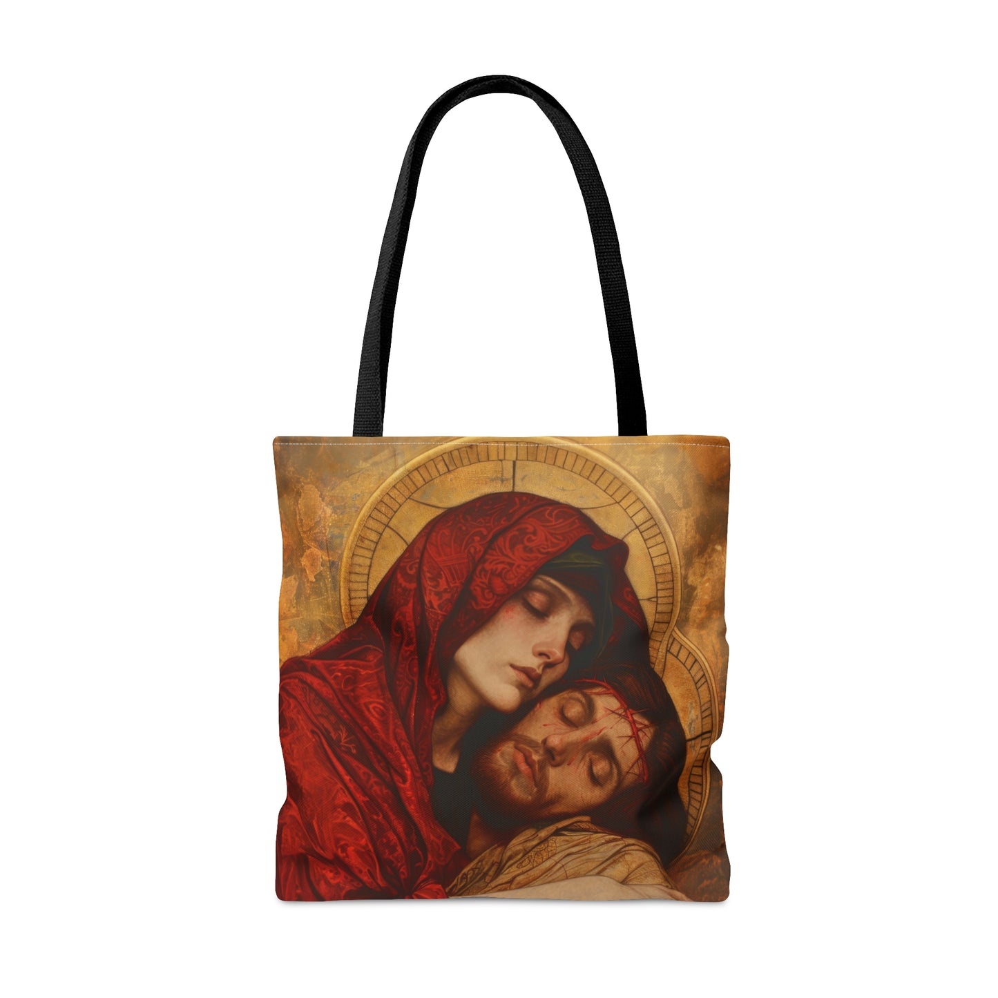 Eternal Sorrow - Mary's Mourning Beneath the Cross Tote Bag - Large Medium Small Faith Art Bag - Catholic Faith Purse - Religious