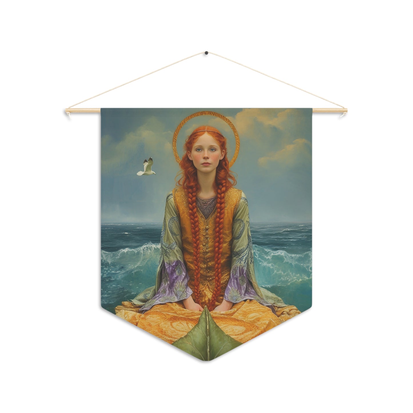 Saint Ia of Cornwall Pennant / Banner / Wall Hanging - Prayer room art - Catholic Home Art - Large Saint Art for your home - 18" x 21"