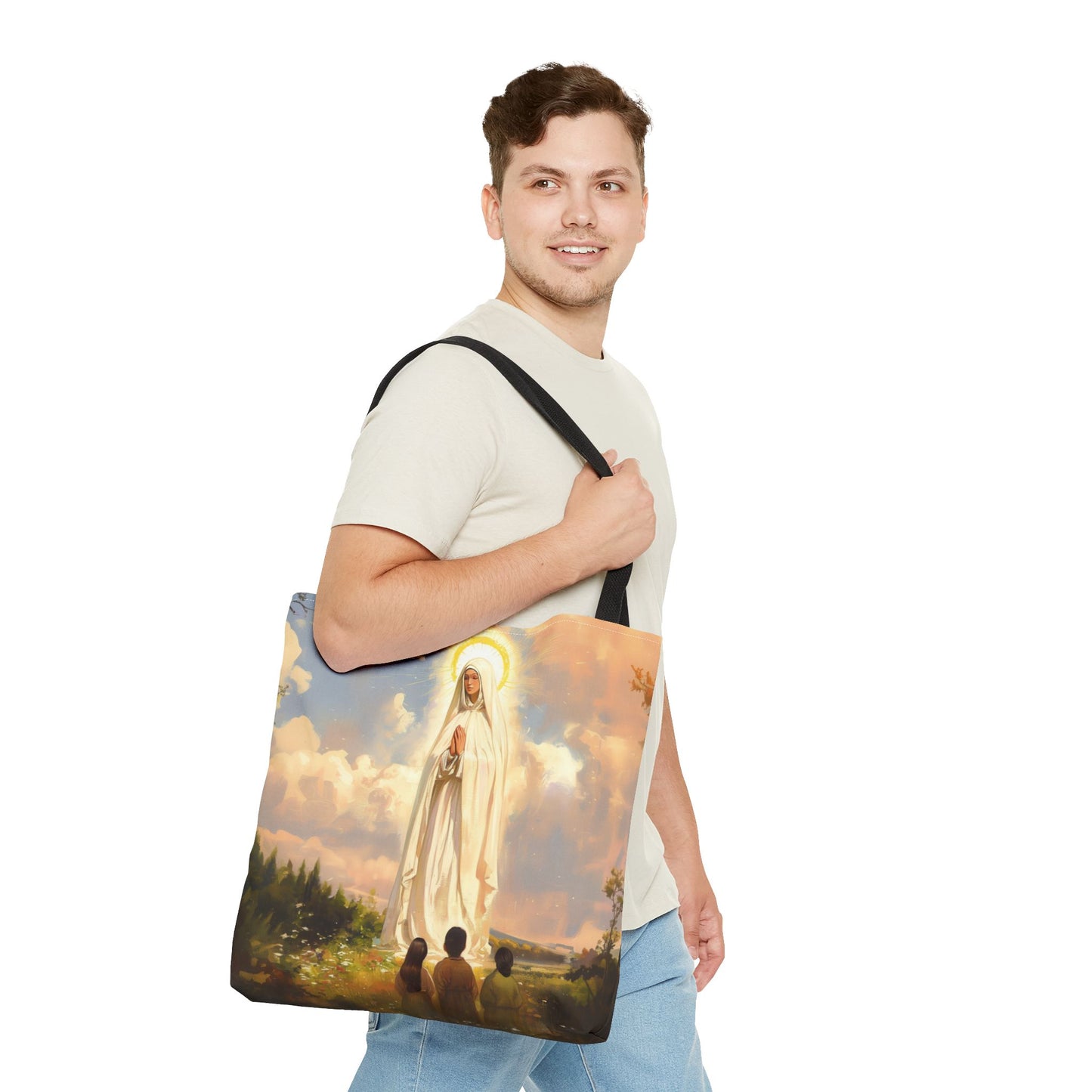 Our Lady of Fátima Tote Bag - Large Medium Small Faith Art Bag - Catholic Faith Purse - Religious Carry All Reusable Tote Bag