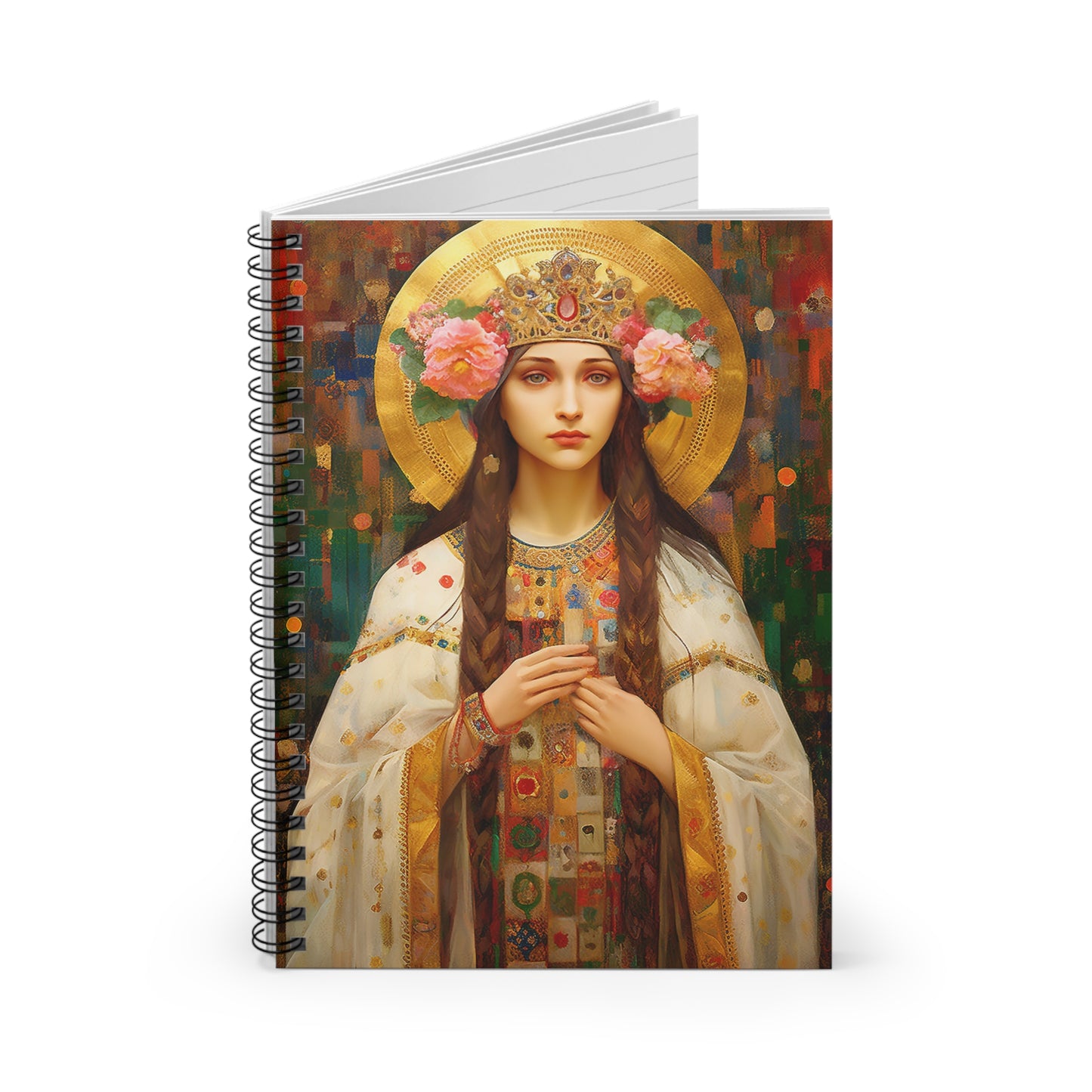 Saint Elizabeth of Hungary Journal - Sanctified Souls Art - Religious Based Notebook - Spiral Notebook - Ruled Line