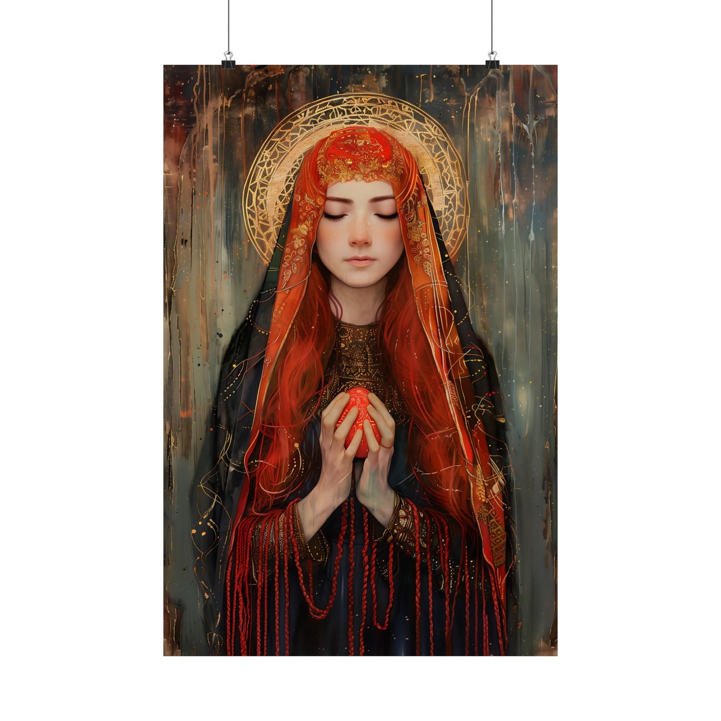 Devotion of Mary Magdalene - Saint Mary Magdalene and the Red Easter Egg - Sanctified Souls Print - Multiple Sizes - Premium Posters