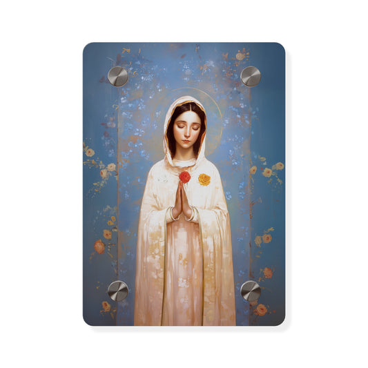 Rosa Mystica - Mystical Rose - Mother Mary - Marian Art - Wall Art Panel - Ready to Hang Acrylic Print - Catholic Art