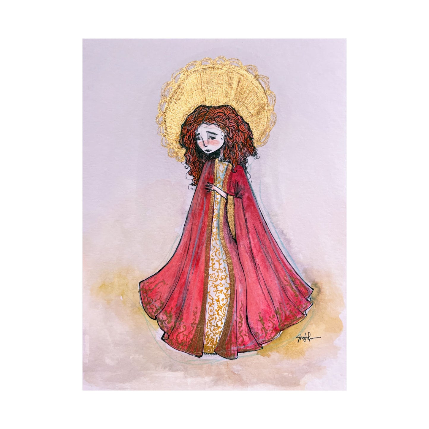 Saint Bibiana Hand-Drawn Catholic Art Print | Christian Devotional Wall Art | Sanctified Solocosmo Religious Poster