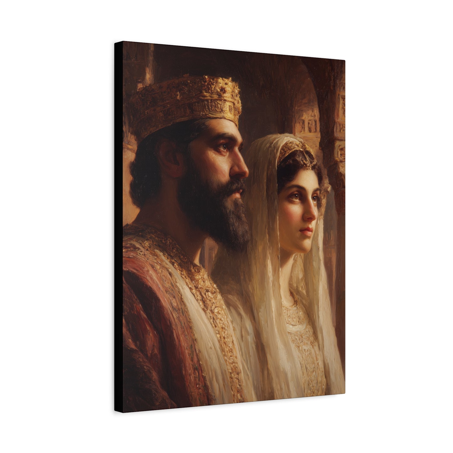 King Xerxes and Queen Esther  - Gallery Wrapped Canvas - Print - Religious Art for your Home - Catholic Art Print