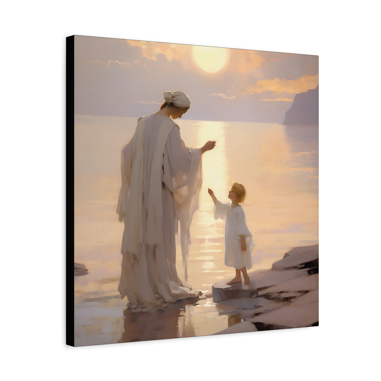 Divine Maternal Grace Museum Wrapped Canvas - Sanctified Souls Print - Mother & Child Nursery Art - New Mother - Religious Art for Mothers