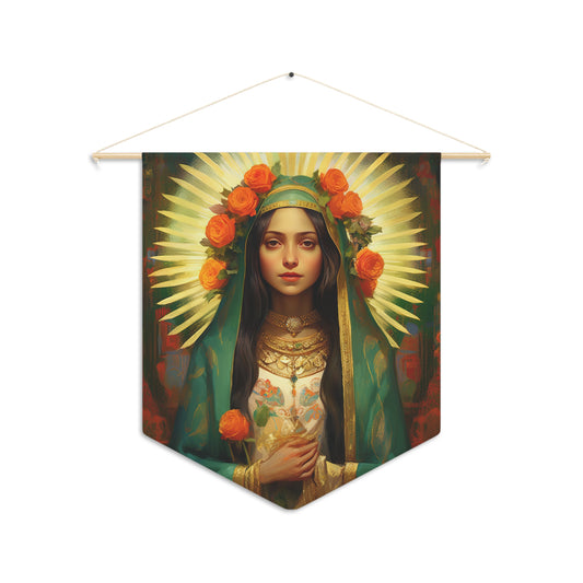 Patroness of Hope Wall Banner / Wall Hanging - Our Lady of Guadalupe Art - Prayer room art - Catholic Home Art - Large Saint Art - 18" x 21"