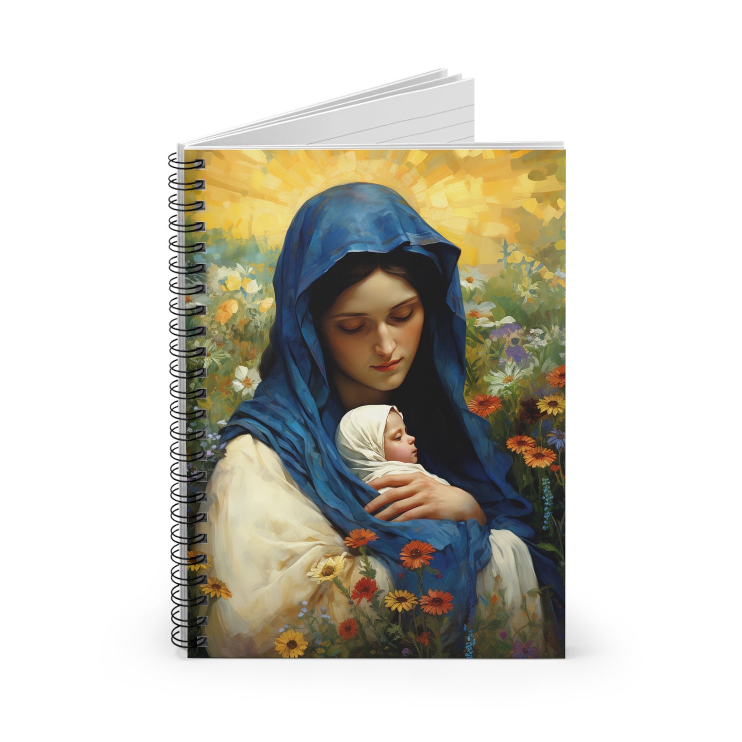 Graceful Maternity : The Virgin Mary and the Infant Savior - Sanctified Souls Art - Religious Based Notebook - Spiral Notebook - Ruled Line