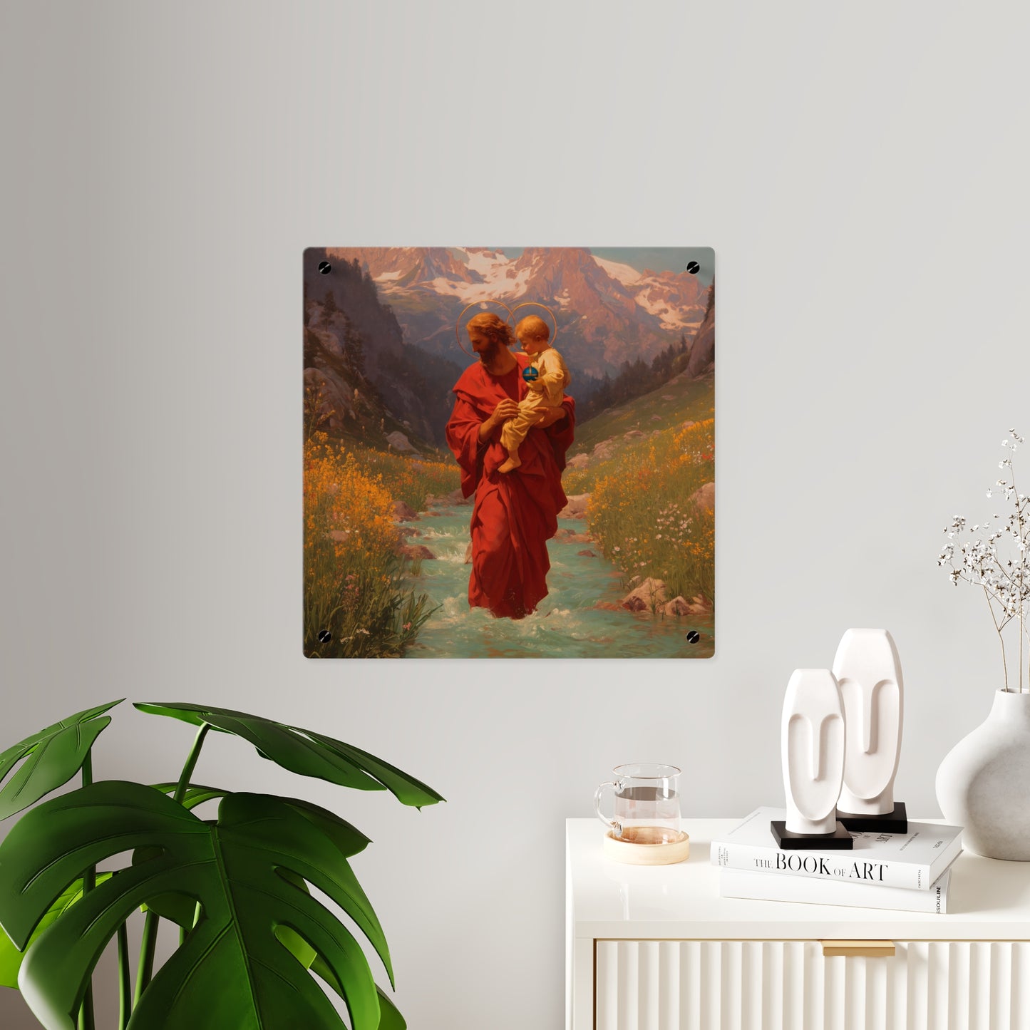Saint Christopher Wall Art Panel - Ready to Hang Acrylic Print - Catholic Saint Art - Patron Saint Print - No Frame needed