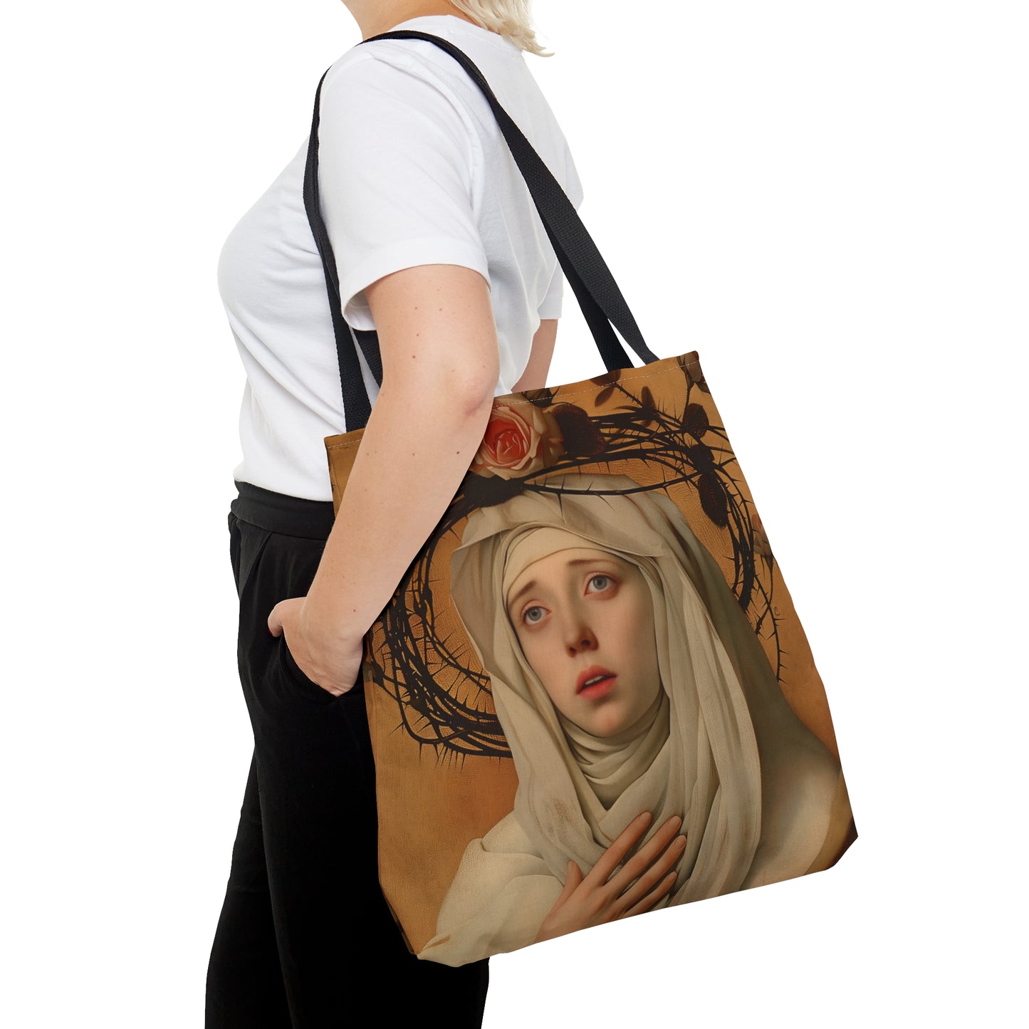 Saint Catherine de Ricci Tote Bag - Large Medium Small Faith Art Bag - Catholic Faith Art purse - Double Sided