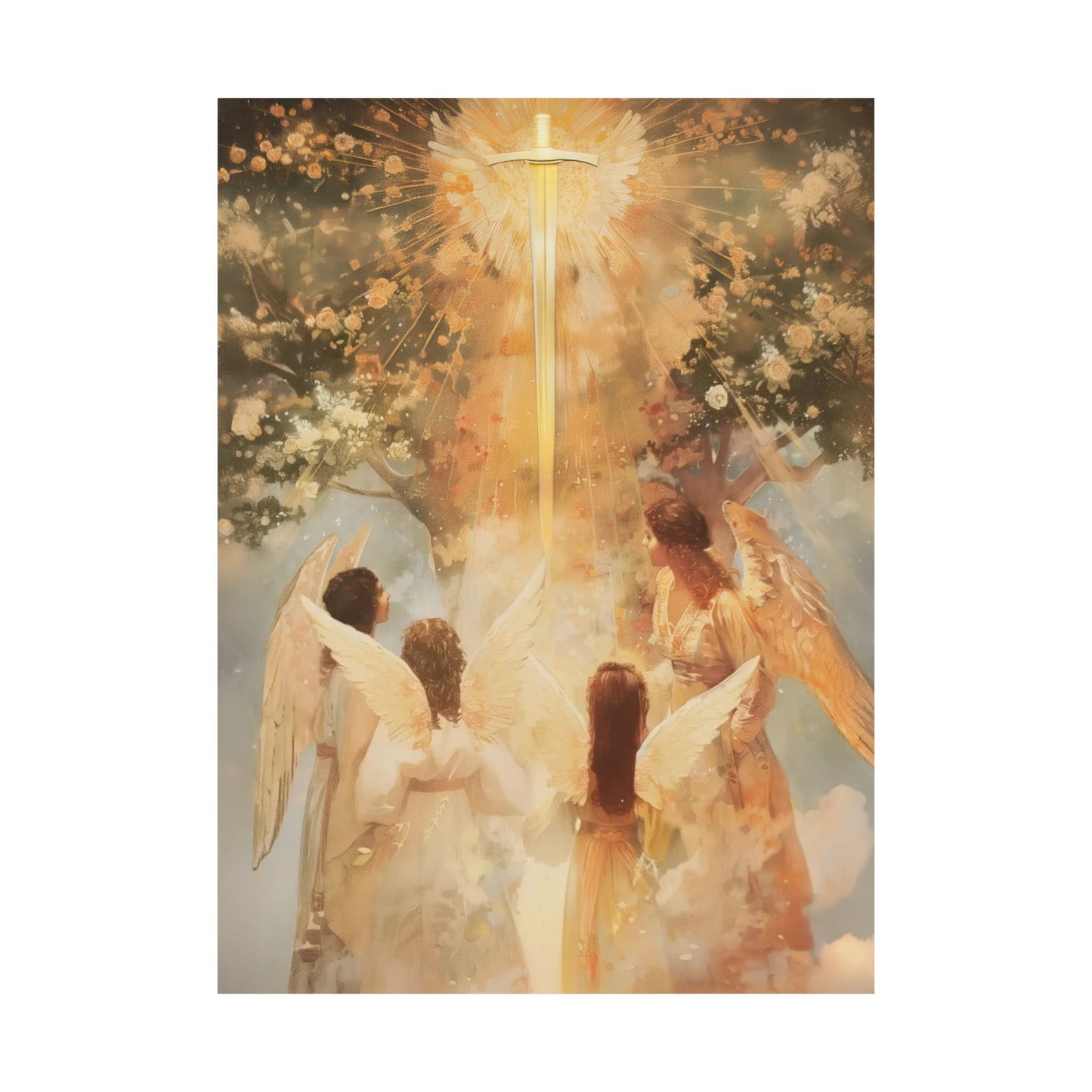 The Watchers of the First Dawn - Guardians of Eden - Sanctified Souls Print - Multiple Sizes - Premium Matte Vertical Posters