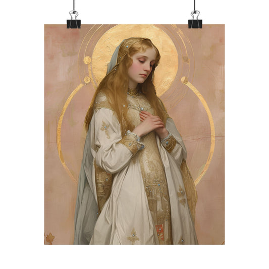 Saint Waldetrudis / Waltrude or Waudru - Sanctified Souls Print - Multiple Sizes - Premium Matte Vertical Posters - Catholic Saint Art