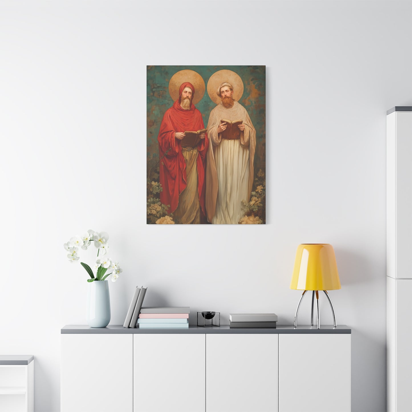 Saints Cosmas and Damian - Multiple Sizes - Catholic Home art - Museum Wrapped Canvas - Sanctified Souls Print - Catholic Martyr Art