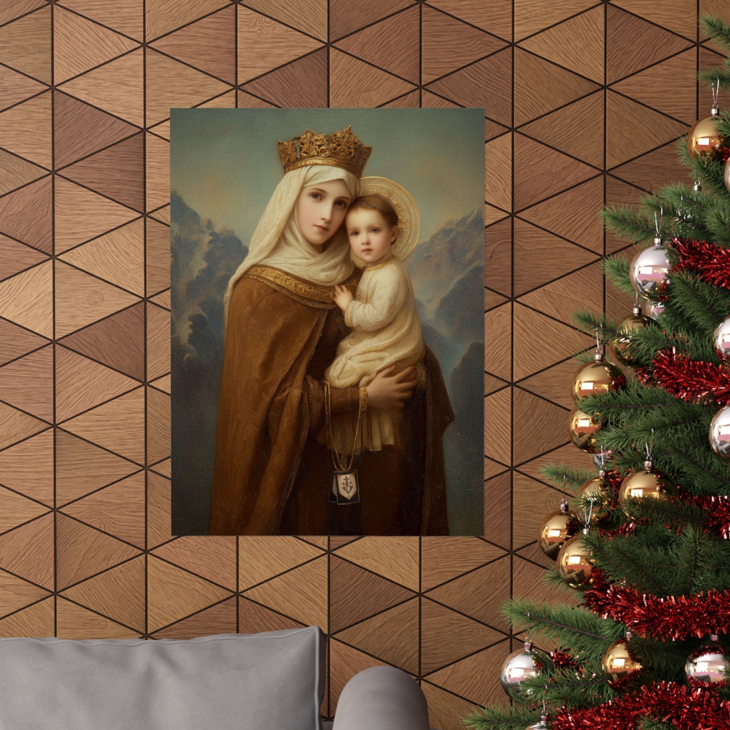 A Cord Between Heaven and Earth - Our Lady of Mount Carmel - Sanctified Souls Print - Multiple Sizes - Premium Matte Vertical Posters