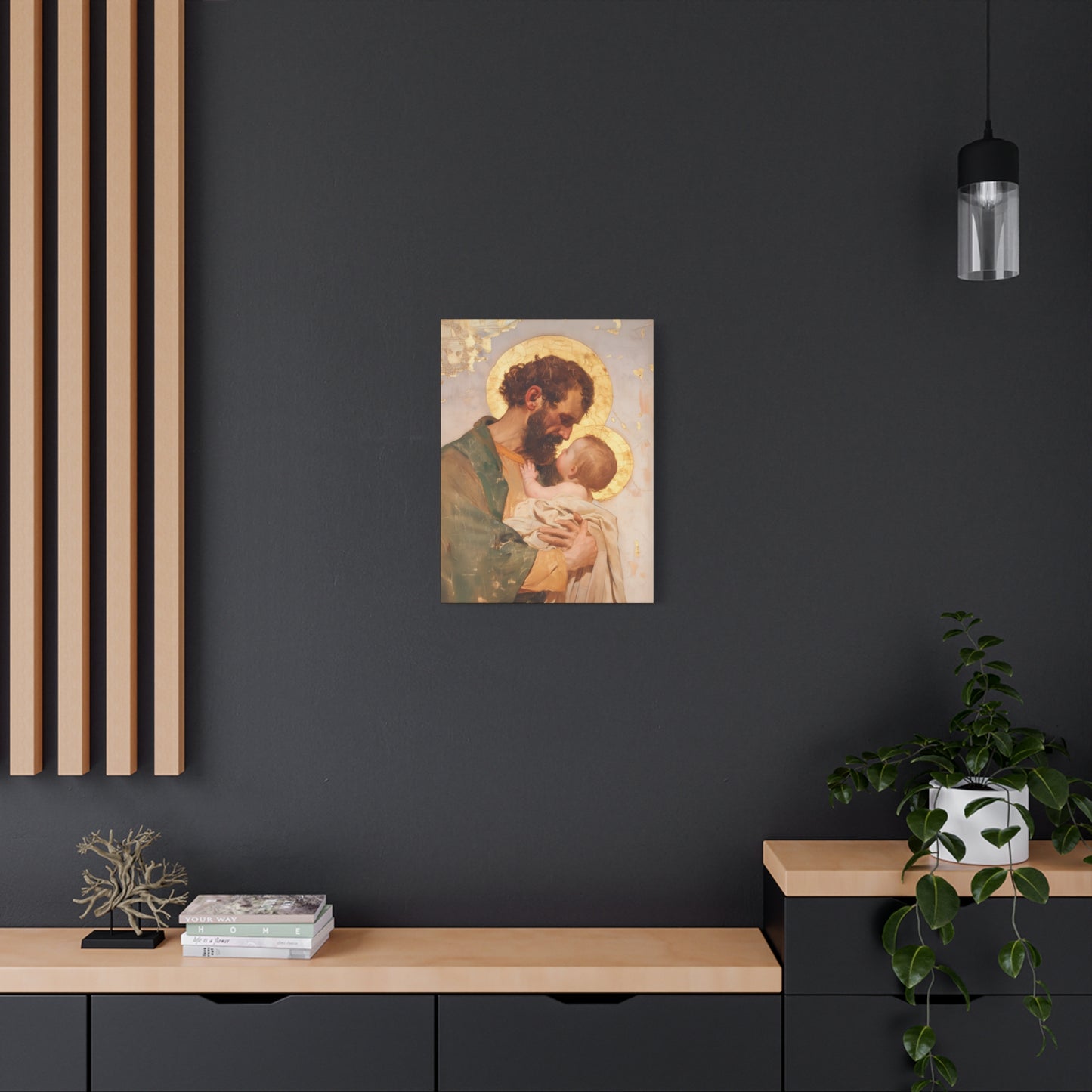 Saint Joseph, Pillar of the Holy Family - Museum Wrapped Canvas - Print - Religious Art for your Home - Christian print - Prayer Room