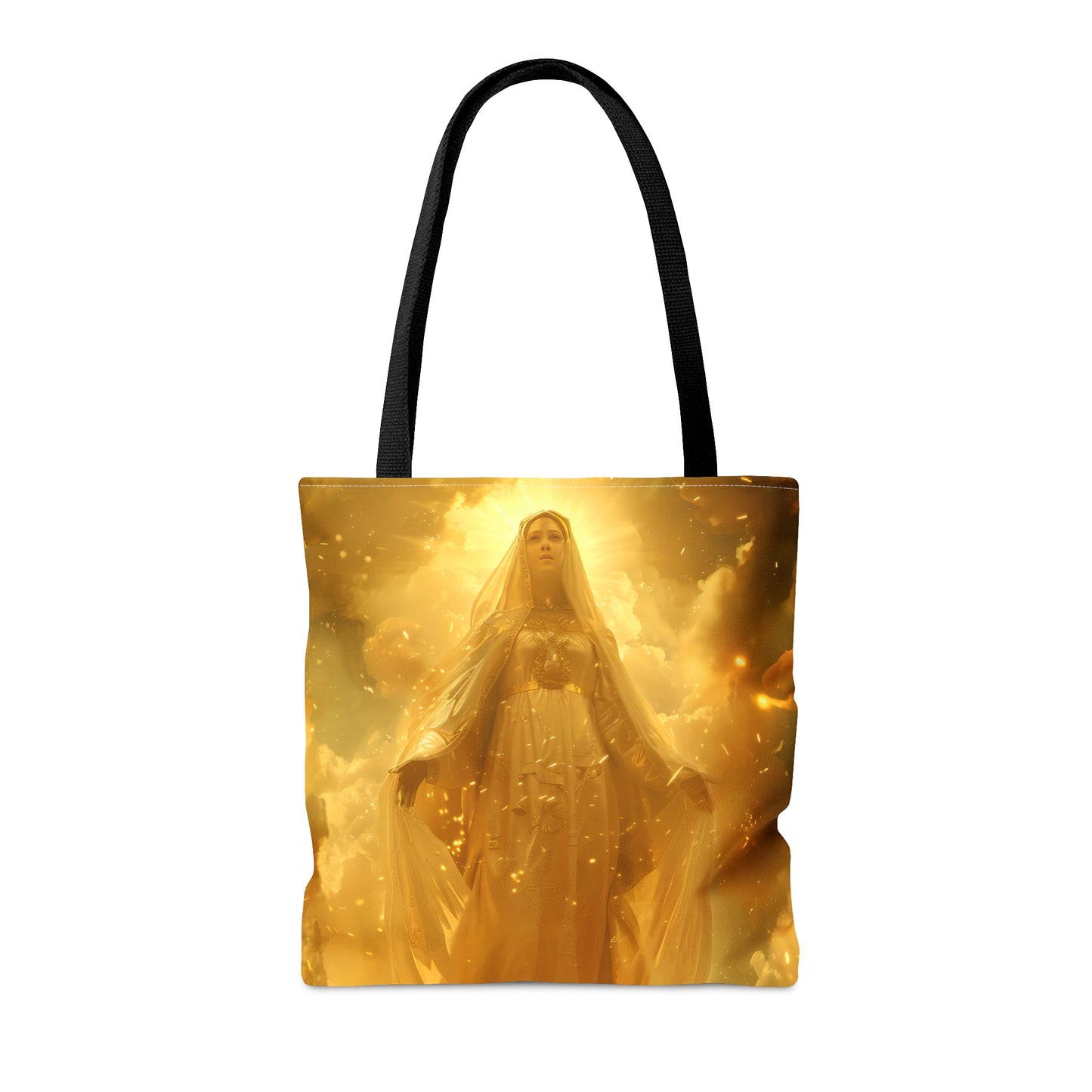 Virgin Mary - Mystical Sun - Golden Mary Tote Bag - Large Medium Small Faith Art Bag - Catholic Faith Purse - Religious Carry All