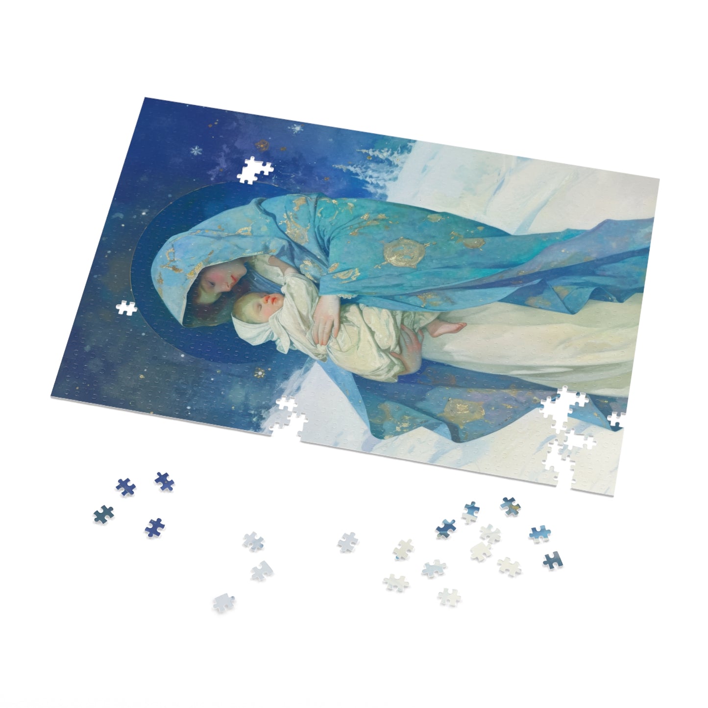 Snowfall of Grace: Our Lady's Blessing - Puzzle and Keepsake Tin - Religious (30, 110, 252, 500,1000) - Gifts for Catholic