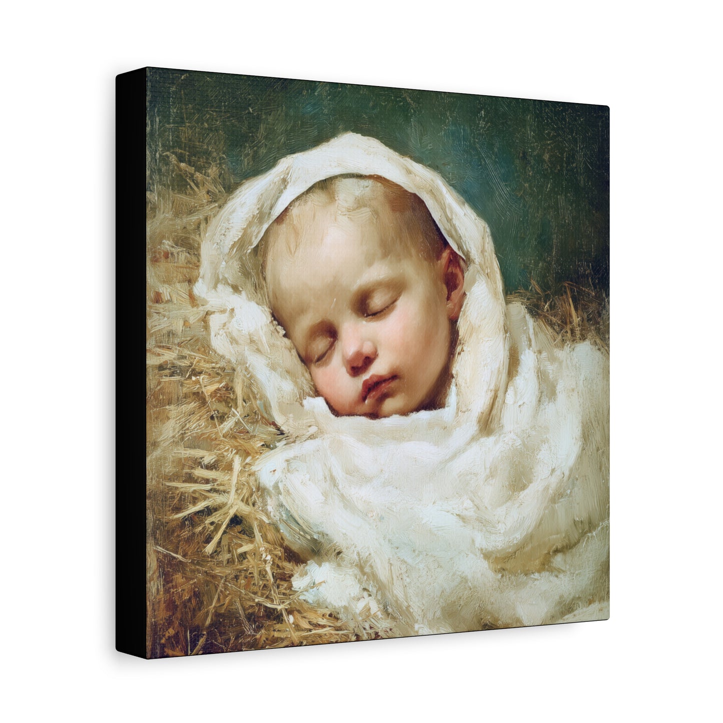 The Christ Child Resting in the Silence of the Manger - Gallery Wrapped Canvas - Print - Religious Art for your Home - Catholic Art Print