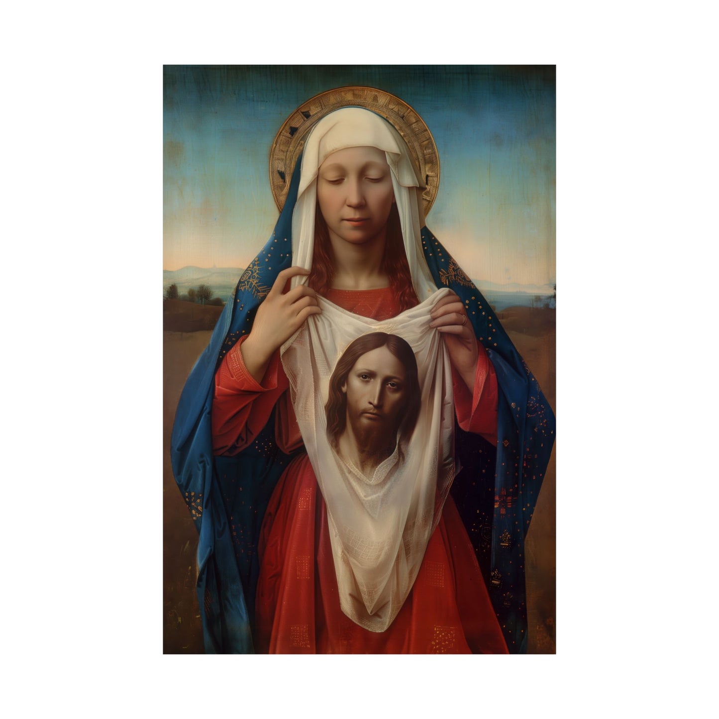 Saint Veronica / Saint Veronica's Veil - Sanctified Souls Print - Multiple Sizes - Premium Posters - Catholic Art - Christian painting